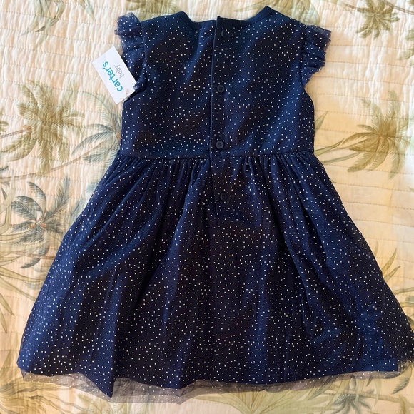 NWT- Carter's Blue and Gold Sparkle Dress (24m) - Picture 2 of 9